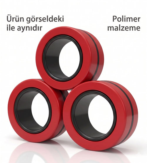 ZingRing™ Manyetik Stres Yüzüğü | 3'lü Dönen Odaklanma Seti – %100 Yerli Üretim